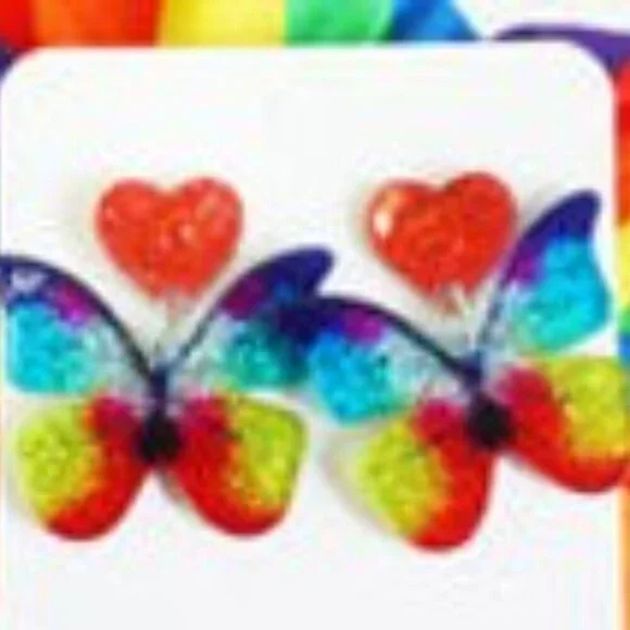 2 pairs! Rainbow Flag Festival Shine Bright Love Acrylic Color Tassel Earrings - Picture 5 of 5